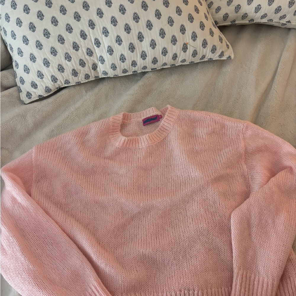 Edikted Pink Crew Neck Sweater Plush Knit